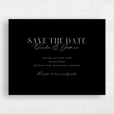 Black Wedding Save the Date - Shahira Landscape