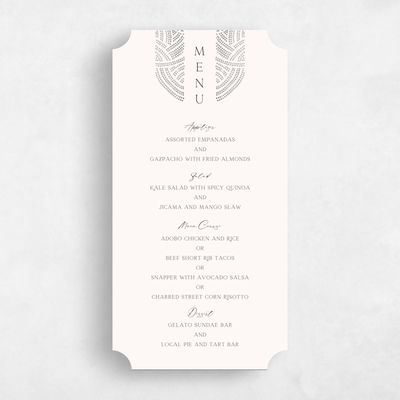 Grey Ticket Wedding Menu - Belmont