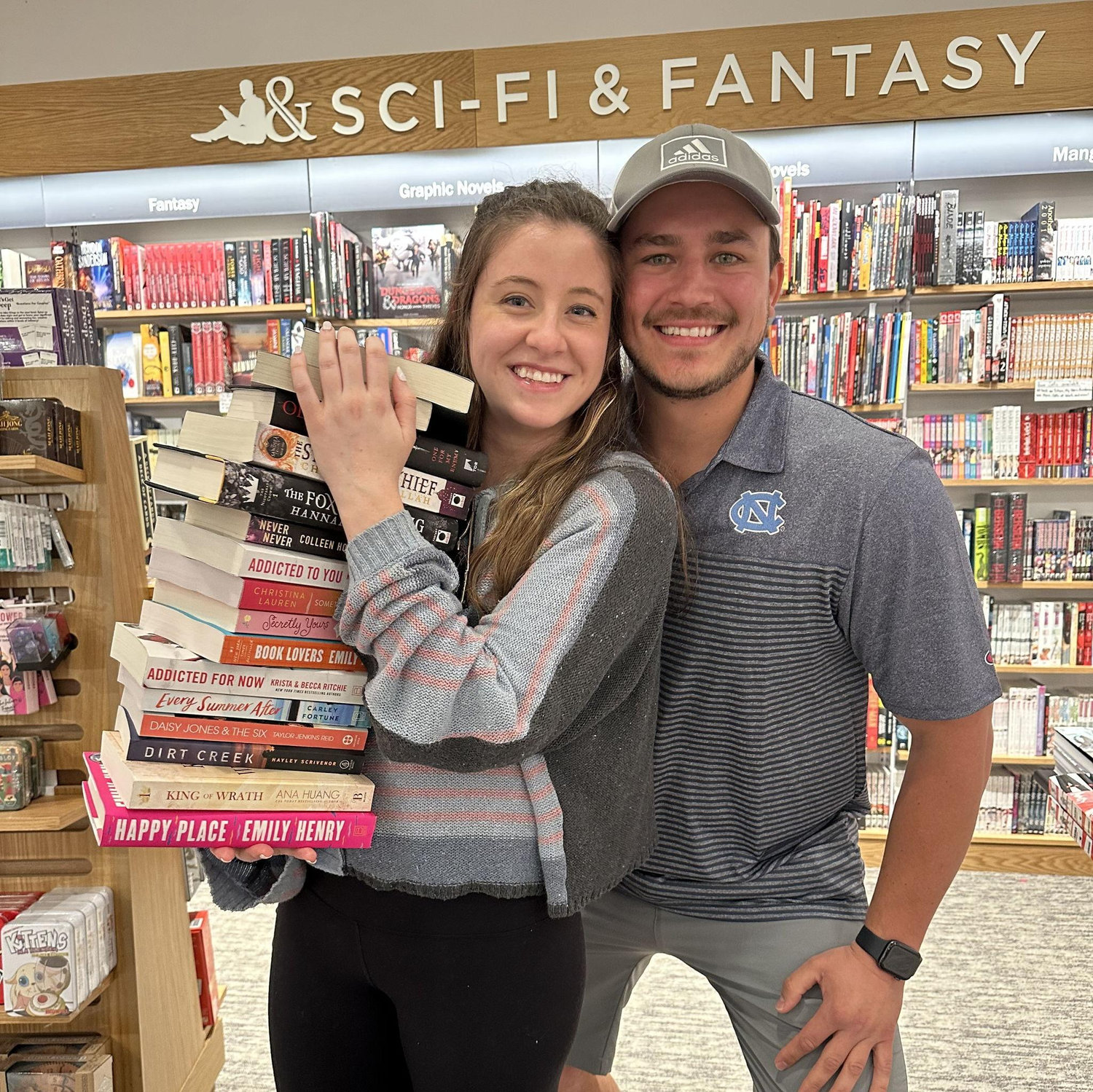 Forever dragging him into Barnes & Noble for a "quick" book haul