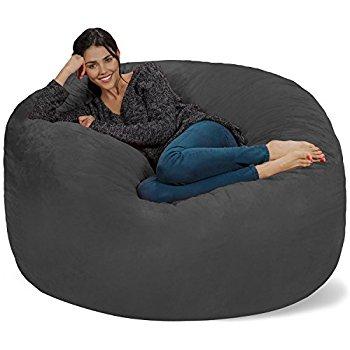Chill Sack Bean Bag Chair: Giant Memory Foam Furniture Bags and Large Lounger - Big Sofa with Huge Water Resistant Soft Micro Suede Cover - Charcoal, 5 feet