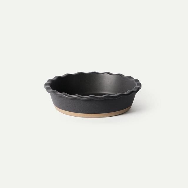 MORA Ceramic Pie Pan for Baking - 9 inch - Deep and Fluted Pie Dish for Old Fashion Apple Pie, Quiche, Pot Pies, Tart, etc - Modern Farmhouse Style Porcelain Ceramic Pie Plate - Liquorice