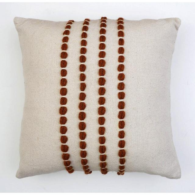 20"X20" Wanda Yarn Stitch Woven Cotton Pillow Burnt Orange - Decor Therapy