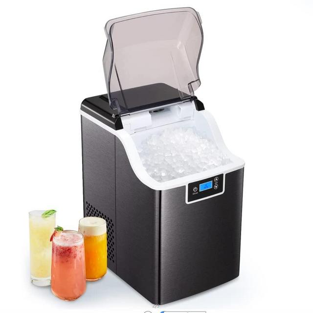 Nugget Ice Machine, Nugget Ice Maker Countertop, Chewable Ice Maker Machine, up to 44Lbs per Day, 3lbs / Basket at a time (with Ice Scoop and Ice Baseket as Gifts)