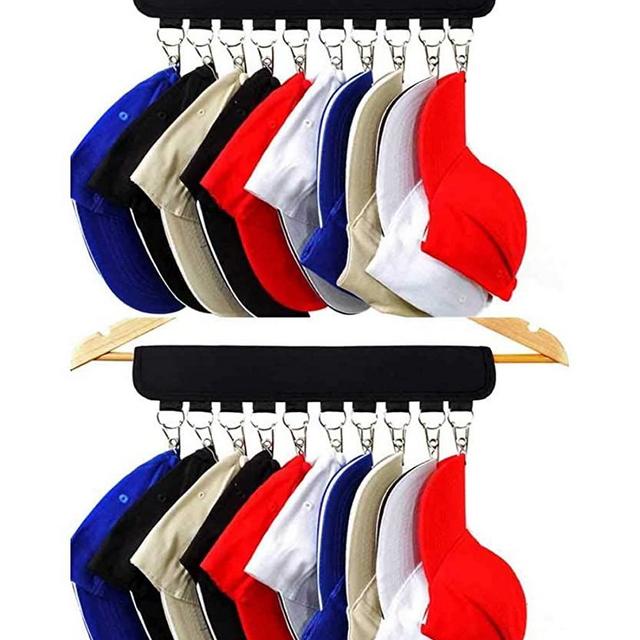 2Pack Cap Organizer Hanger,Baseball Cap Holder with 20 Clips, Hat Organizer for Closet,Change Your Cloth Hanger to Cap Organizer Hanger,Keep Your Hats Tidy Clean