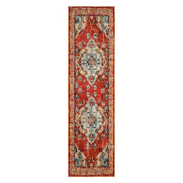 2'2"X8' Medallion Runner Orange/Light Blue - Safavieh