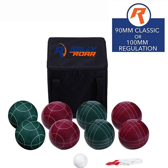 Bocce Ball Game Set for Adults, Families - Complete Bocce Yard and Lawn Games with Carrying and Storage Case by Rally and Roar - Fun Outdoor, Backyard, Family, Beach Game