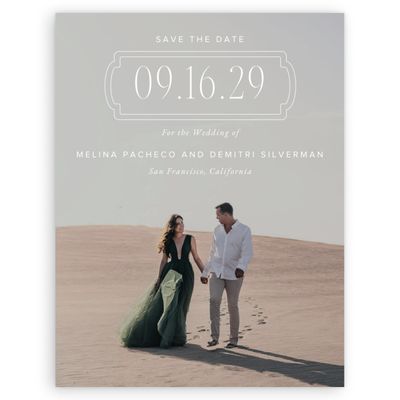 White Bordered Wedding Digital Save the Date - Ivette Photo