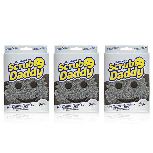 Scrub Daddy Sponge -Style Collection- Scratch-Free Scrubber for Dishes and Home, Odor Resistant, Soft in Warm Water, Firm in Cold, Deep Cleaning Kitchen and Bathroom, Dishwasher Safe, 1ct (3 Pack)