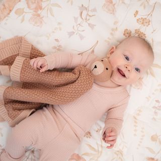 Violet Knitted Bear Lovey Blanket