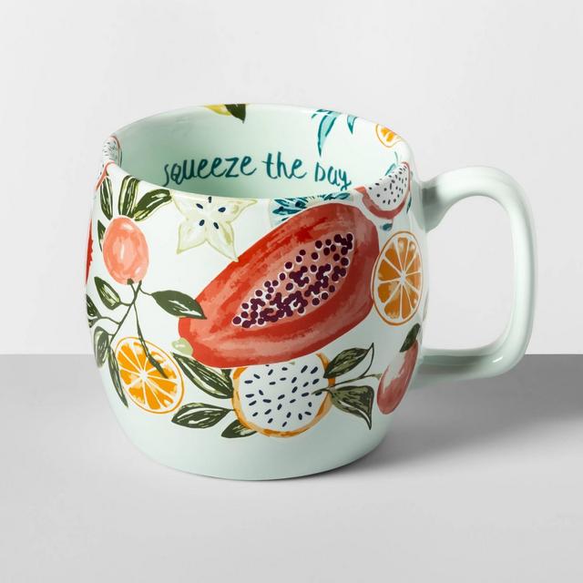16oz Stoneware Squeeze The Day Kira Mug Green - Opalhouse™