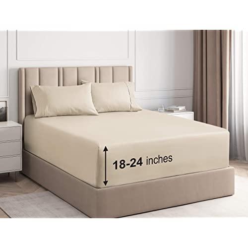 Extra Deep Pocket Sheets - 4 Piece Sheet Set - Queen Sheets Deep Pocket- Extra Deep Pocket Queen Sheets - Deep Fitted Sheet Set - Extra Deep Pocket Queen Size Sheets - Easily Fits Extra Deep Mattress