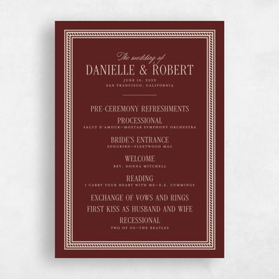 Maroon, Red Wedding Program - Encanto