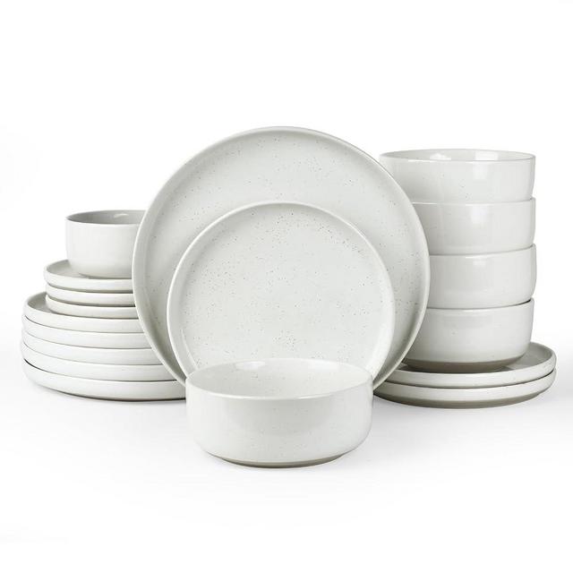 famiware Milkyway Plates and Bowls Set, 18 Pieces Dinnerware Sets, Dishes Set for 6, White
