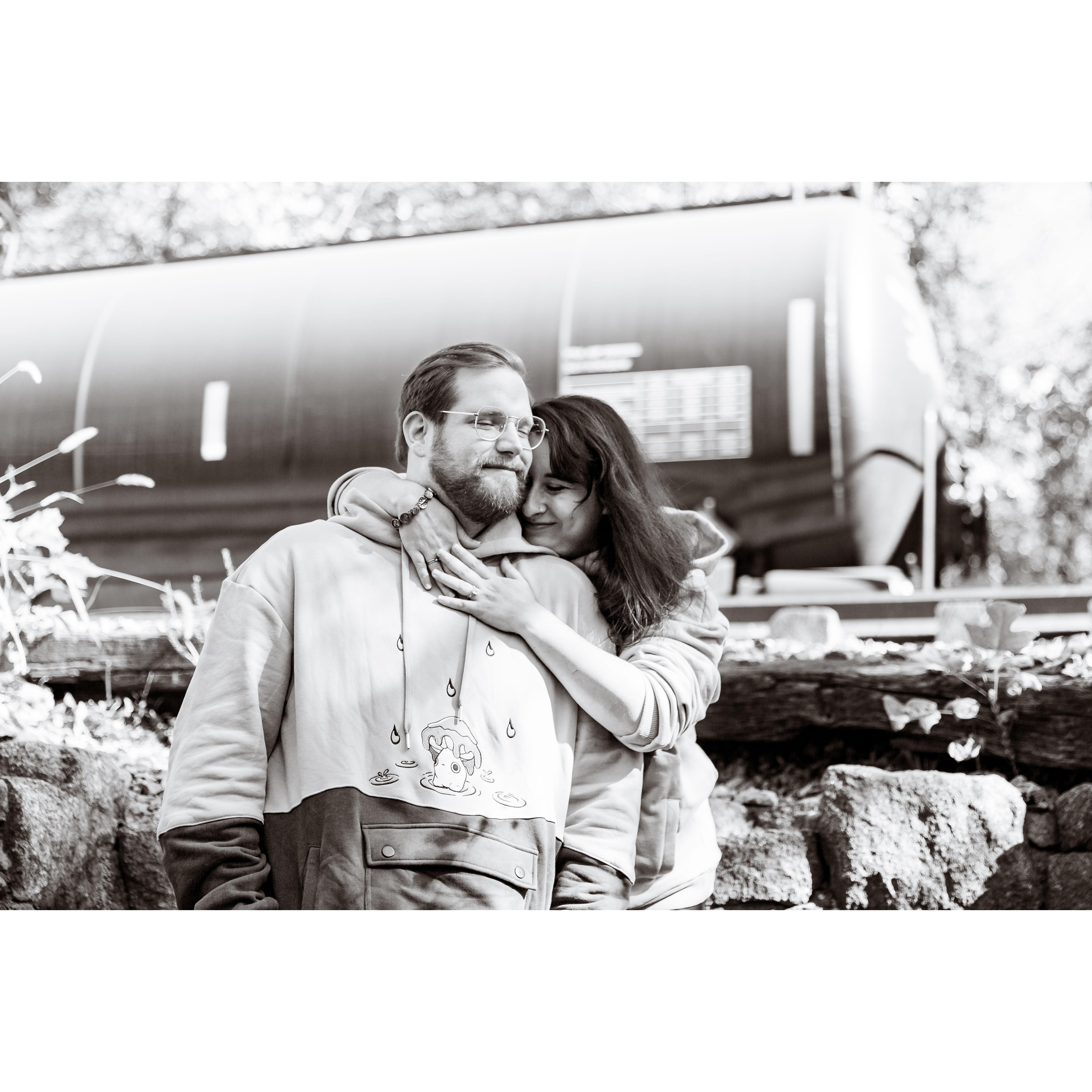 October 2024 Engagement Photo session.  We love our matching Mushling sweaters.