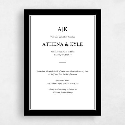 Black Wedding Invitation - Weyers Frame Letterpress