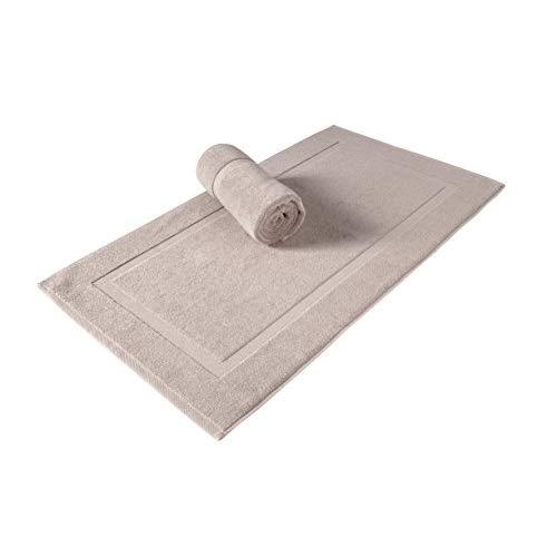 SALBAKOS Luxury Hotel and Spa 100% Turkish Cotton Banded Panel Bath Mat Set 900gsm! 20"x34" (Taupe, 2 Pack)