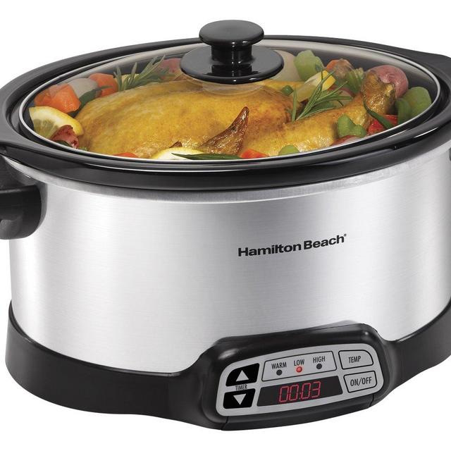 Hamilton Beach Slow Cooker, Silver, 6-Quart, Stainless Steel
