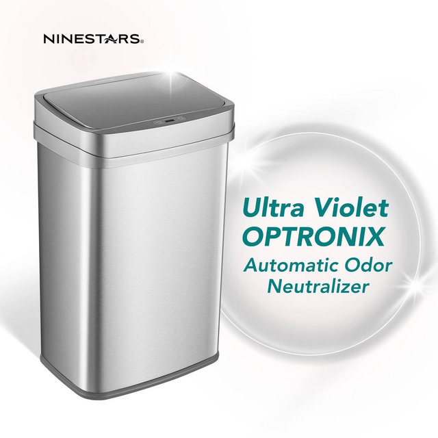 Nine Stars Odor Neutralizing Touchless Infrared Motion Sensor Trash Can Rectangular