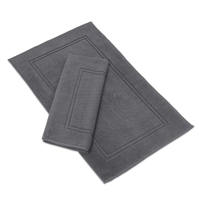 Tens Towels 100% Cotton Bath Mats 20 x 32 Inches, (Not a Bathroom Rug), Super Absorbent, Hotel Quality Premium Floor Towels, Luxurious Soft & Quick Dry (Pack of 2, Dark Grey)