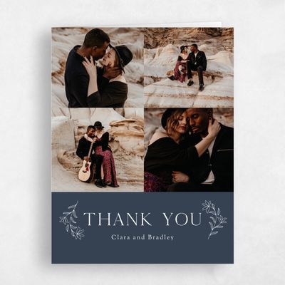 Grayed Navy, Blue Wedding Thank You - Creston Multiphoto