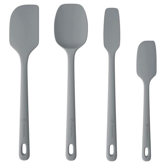 ChefAide 4 Pieces Silicone Spatula Set, Food Grade Rubber Spatula, Spatulas Silicone Heat Resistant Up to 600°F for Nonstick Cookware, Silicone Kitchen Utensils for Cooking, Baking & Mixing (Gray)