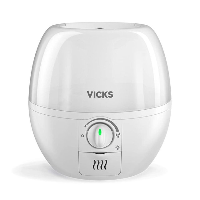 Vicks Filter-Free 3-in-1 SleepyTime Humidifier, Diffuser and Night-Light, Visible Ultrasonic Cool Mist Humidifier with Essential Oil Diffuser for Baby and Kids, White, Standard