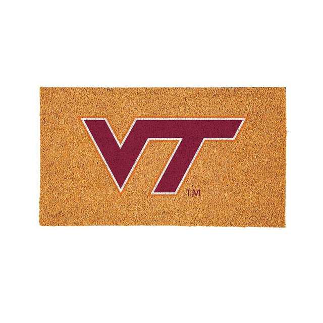 Team Sports America NCAA Virginia Tech Natural Coir Doormat | Official Full Color Team Logo | 28 x 16 Inches | Non Slip Back | Front Door Welcome Floor Mats | Indoor Outdoor Entrance Home Décor