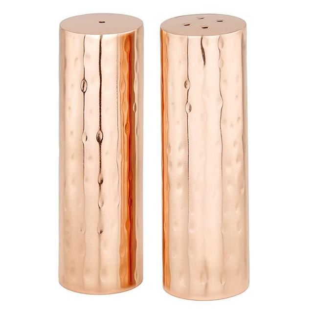 Old Dutch Hammered Copper Cylindrical Salt & Pepper Set Salt and Pepper Shaker, 3.5" High