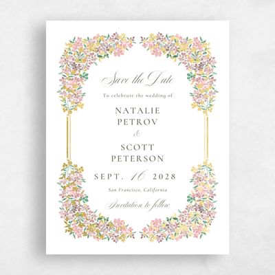 Dusty Pink Wedding Save the Date - Lunette Portrait Foil
