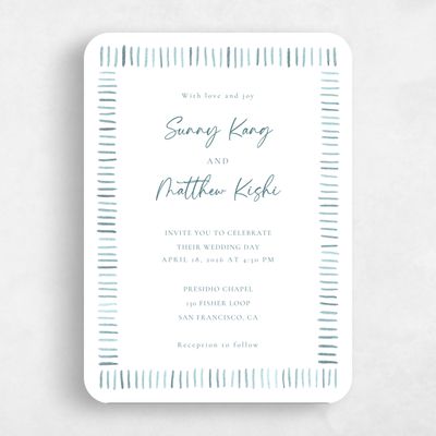 Blue Rounded Wedding Invitation - Lund Portrait
