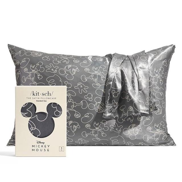 Mickey/Minnie x Kitsch Satin Pillowcase with Zipper - Softer Than Silk Pillow Cases for Hair & Skin Cooling Pillow Cases Covers | Satin Pillow Cases Standard Size (Minnie-Malist, 1 Pack)