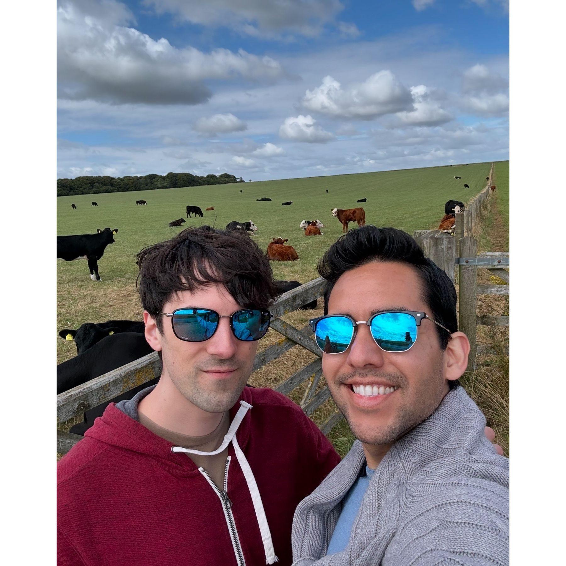 We also love animals! Steven and Diego found a not-so-secret path to Stonehenge through a cow field!