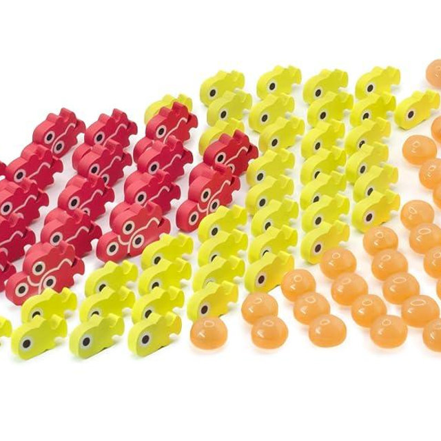 Stonemaier Games: Finspan Upgrade Pack | Squishy Eggs and Wooden Fish Tokens | 40 Young Tokens, 20 School Tokens, and 50 Squishy Egg Tokens (TPR Plastic) - Add to Finspan