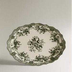 FLORAL EARTHENWARE SERVING DISH