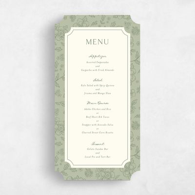 Green Ticket Wedding Menu - Selindra