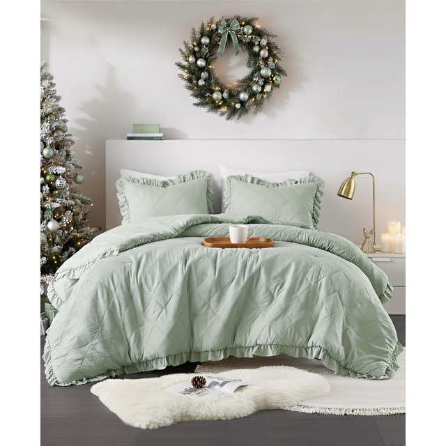 510 Design Phoebe Diamond Quilted Ruffle Edge 3-Pc. Comforter Set, King/California King
