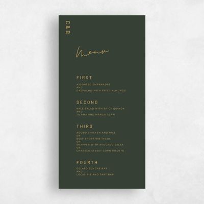 Deep Forest, Green Wedding Menu - Garret