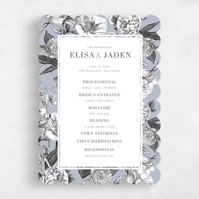 Blue Scalloped Wedding Program - Trèfle