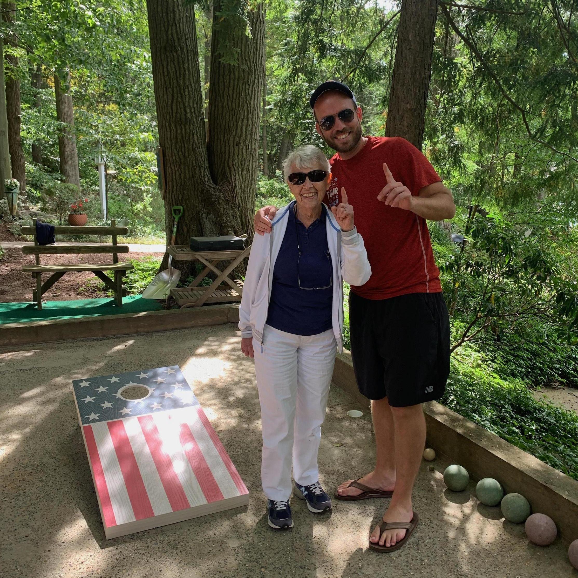 Summer 2019 - When Mema played cornhole for the first time... and won!