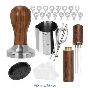 Gmnuiy51mm Coffee Tamper Set 23 PCS, Espresso Accessories Kit Barista Kit,316stainlesss Tamper & WDT Tool,316stainlesss Frothing Pitcher, Stirrer, Tamper Mat, Latte Art Pen Coffee puck screen
