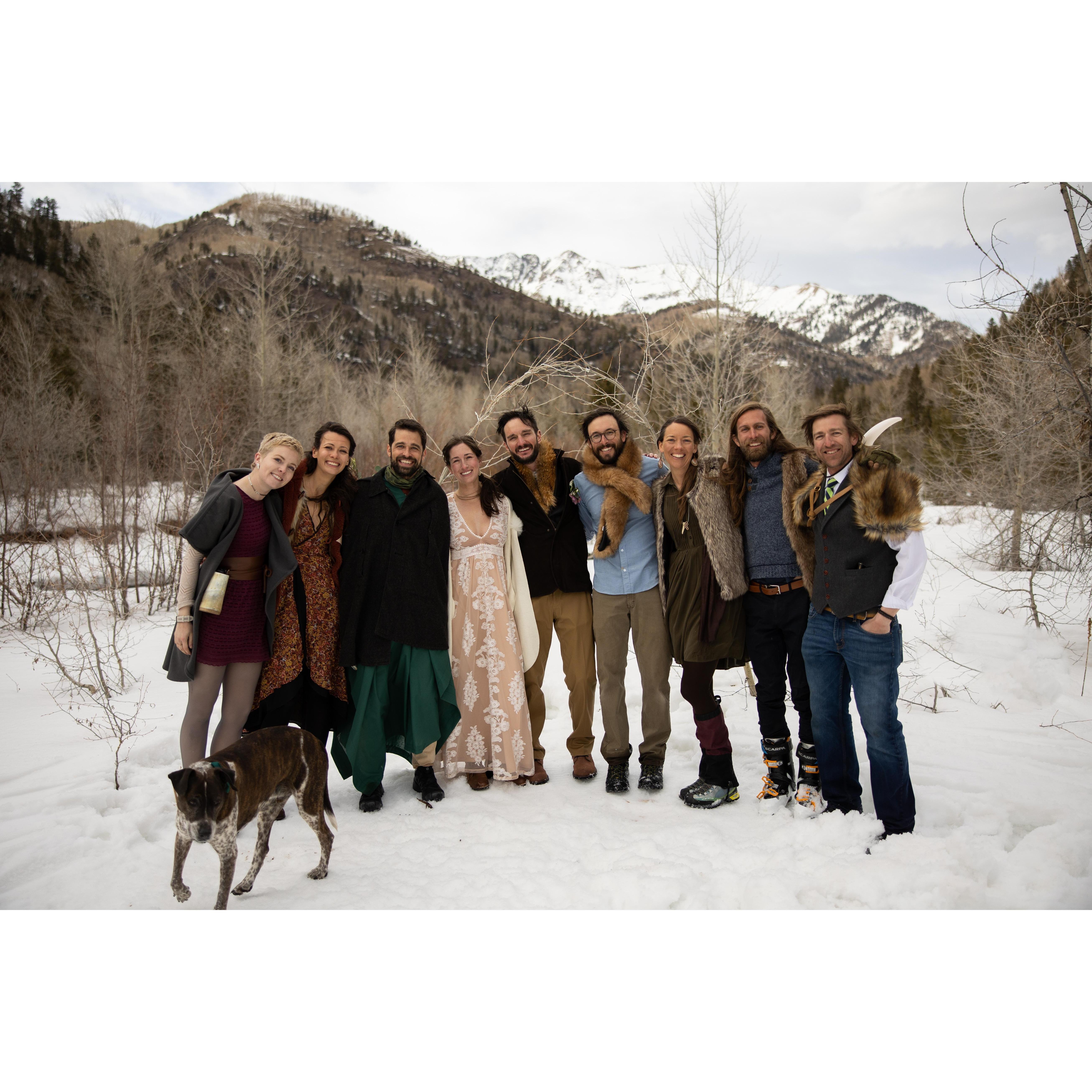 Wedding guests at the ceremony site
