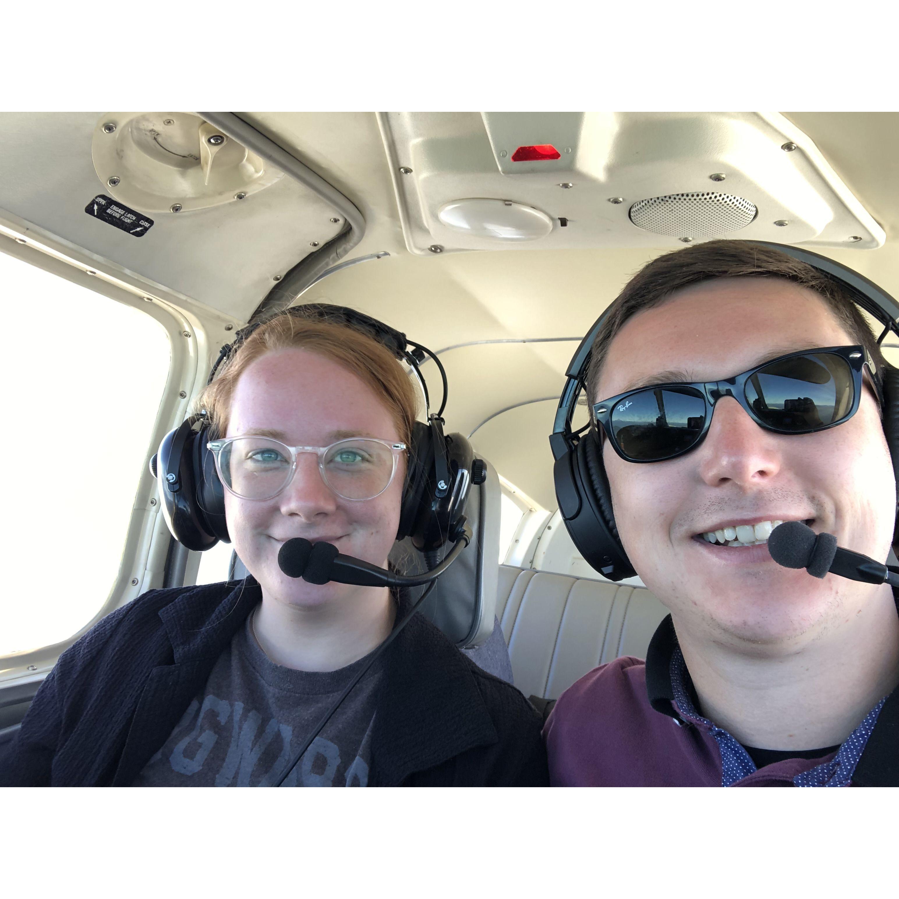 On our way to Megan and Michal Ehrenfelt's wedding in style! Austin flew us in!