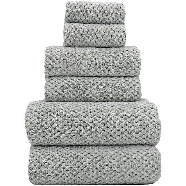 YTYC Towels,29x59 Inch Extra Large Bath Towels Sets for Bathroom Clearance Prime 6 Piece Super Soft Absorbent Microfiber Coral Shower Towels 2 Bath Towels 2 Hand Towels 2 Washcloth Towels (Grey,6)