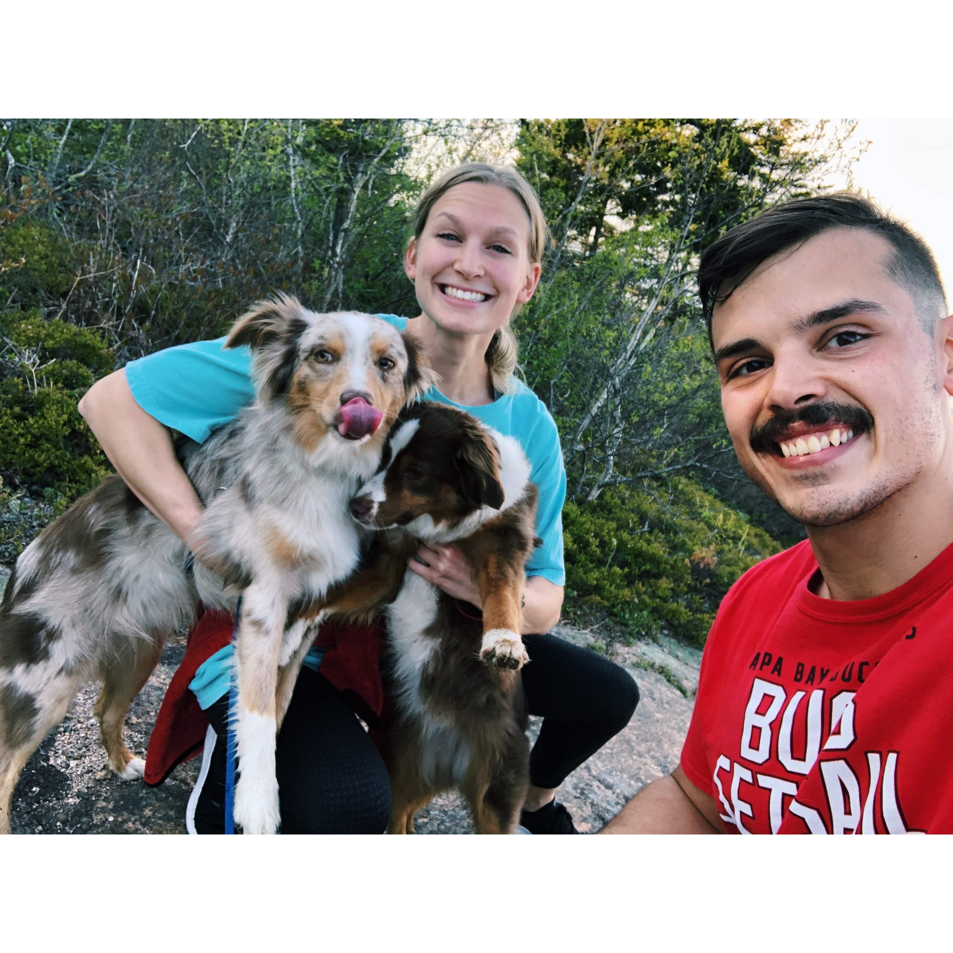 Family pic while hiking up Cadillac!