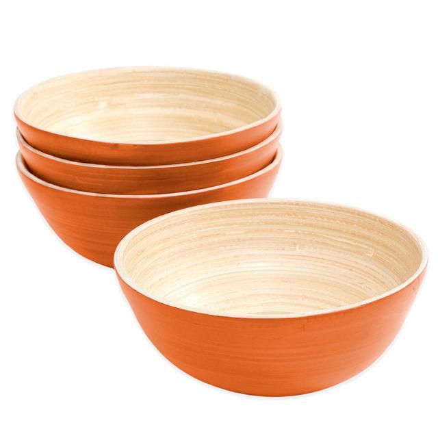 Gibson Overseas Bamboo Bowls in Orange (Set of 4)