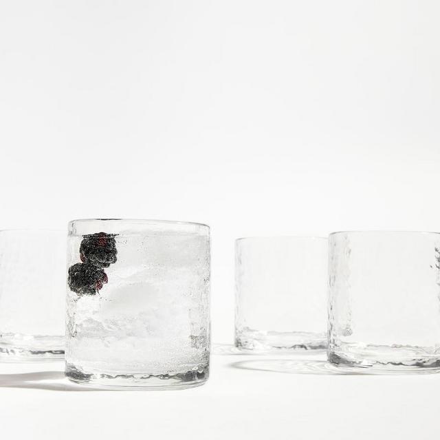 Hammered Outdoor Short Drinking Glasses, Set of 4 - Clear