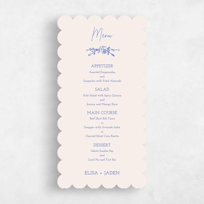 Blue Scalloped Wedding Menu - Finley