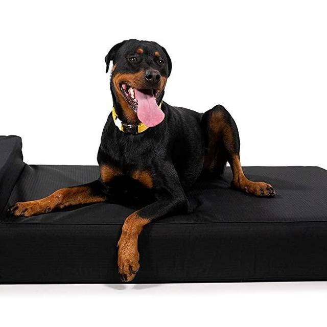 K9 Ballistics Giant Breed 7" Orthopedic Dog Beds, American Made CertiPUR-US Foam, Double Cover, Rip-Stop Waterproof Liner Included, Headrest (X-Large 52"x36"x7, Black)