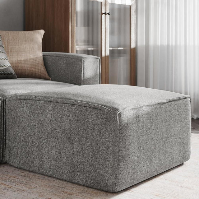 EMMA + OLIVER Farmount Modular Ottoman for Sectional Sofa, Modular Footrest, Gray