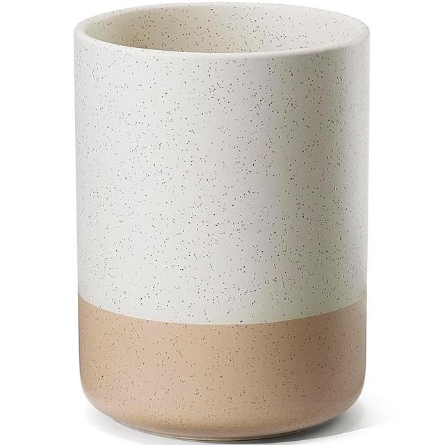 Kitchen Utensil Holder for Countertop-Large Kitchen Utensil Organizer Ceramic Cooking Utensil Holder,Spatula Holder & Utensil Crock for Kitchen Counter Matte Cream-Colored Farmhouse Decor Accessories